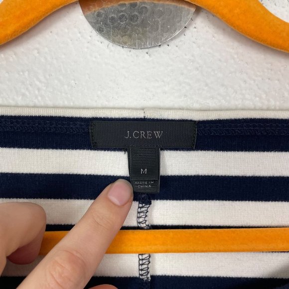 J. Crew Woman's Sz M Navy Blue and‎ White Striped Shift Shirt Dress 3/4 Sleeve - Picture 5 of 9